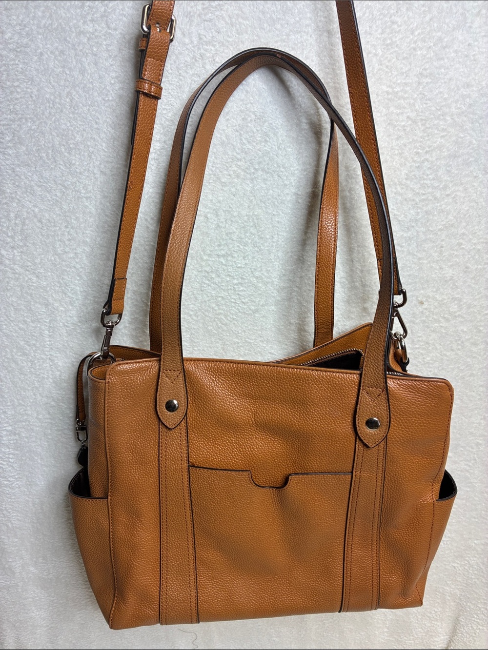 Women's Tan Leather Tote with Double Straps - Classic Everyday Handbag